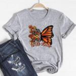 T-shirts à motif papillons à manches longues lavable à la main à manches courtes Taille 3 XL look asiatique pour femme 