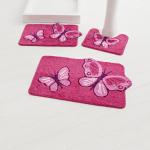 Tapis antidérapants Blancheporte roses en polyester à motif papillons en promo 