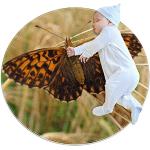 Tapis ronds à motif papillons diamètre 80 cm pour enfant 