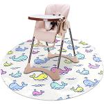 Tapis de protection imperméable et antidérapant pour chaise haute de bébé, motif requin rond, 110 cm x 110 cm