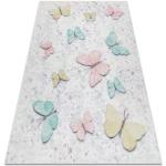 Tapis antidérapants Dywany Łuszczów blanc crème en polyester à motif papillons 80x150 pour enfant 