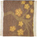 Tapis en laine marron à fleurs modernes 
