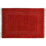 Tapis en laine rouges en laine à franges 160x230 modernes 