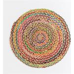 Tapis ronds multicolores tressés en jute diamètre 90 cm en promo 