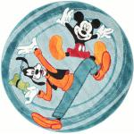 Tapis ronds Rugvista bleues claires en velours Mickey Mouse Club Goofy diamètre 150 cm pour enfant 