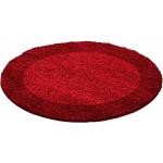 Life - Tapis Rond Shaggy Poils Longs Bicolore (Rouge - 200x200cm)