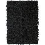 Tapis shaggy noirs en cuir 120x170 