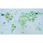 Tapis antidérapants multicolores en nylon imprimé carte du monde 120x200 pour enfant 