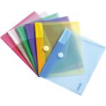 Djois made by Tarifold 6 Enveloppes Porte-documents Plastique Fermeture Scratch Format A5-6 couleurs (Bleu, Violet, Vert, Jaune, Rose, Transparent) - 510259