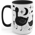 Tasses à café noires à motif canards 