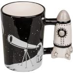 Tasse astronaute avec poignée fusée - Space Mug noir et blanc - En céramique - Boîte cadeau