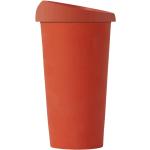 Mugs en porcelaine orange en porcelaine avec couvercle 450 ml 
