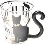 Tasse en verre du chat du chat Tasse de lait de th