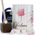 Tasses à café bleu marine à motif flamants roses 325 ml 