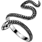 Alliances noires en acier chirurgical à motif serpents avec certificat d'authenticité Taille 66 look fashion pour femme 