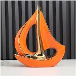 Décorations de Noël orange en céramique à motif bateaux style marin 