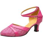Chaussures de soirée roses en caoutchouc à paillettes avec semelles amovibles Pointure 39 look fashion pour femme 