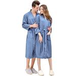 Peignoirs en éponge bleus en coton Taille XL look fashion pour femme 