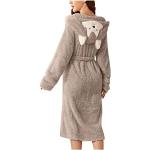 Peignoirs en polaire gris en flanelle à capuche Taille L plus size look fashion pour femme 
