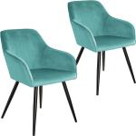 Chaises design turquoise à rayures en velours scandinaves 