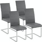 Chaises design gris acier laquées en métal en lot de 4 modernes 