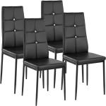 Chaises design noires en fibre synthétique à strass en lot de 4 modernes 