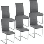 Chaises design gris acier laquées en métal en lot de 6 modernes 