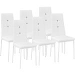 Chaises design blanches en cuir synthétique à paillettes en lot de 6 modernes 