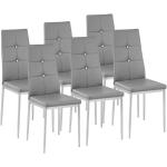 Chaises design grises en cuir synthétique à paillettes en lot de 6 modernes 