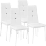 Chaises design blanches en fibre synthétique à strass en lot de 4 modernes 
