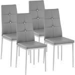 Chaises design grises en cuir synthétique à paillettes avec dossier en lot de 4 modernes 
