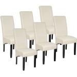 Chaises en bois blanc crème en cuir synthétique en lot de 6 
