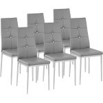 Chaises design gris acier en fibre synthétique à strass en lot de 6 modernes 