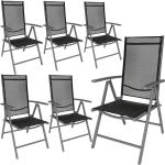 Chaises de jardin aluminium gris anthracite en aluminium pliables en lot de 6 