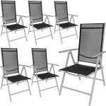 Chaises de jardin aluminium argentées en aluminium pliables en lot de 6 