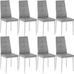 Chaises design gris acier en fibre synthétique à strass en lot de 8 modernes 