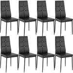 Chaises design noires en fibre synthétique à strass en lot de 8 modernes 