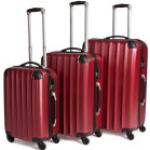Valises rouges en aluminium à 4 roues avec poignée télescopique en lot de 3 