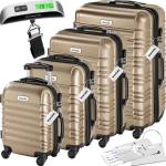 Valises rigides argentées en aluminium à motif avions avec poignée télescopique en lot de 4 