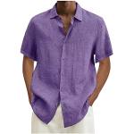 Chemises de nuit violettes en flanelle à manches courtes à manches longues Taille M plus size look fashion pour homme 