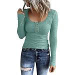 Tuniques en lin d'automne vert menthe à manches longues à épaules dénudées Taille L plus size look casual pour femme 
