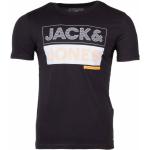 T-shirts de printemps Jack & Jones noirs en coton à manches courtes à manches courtes look fashion pour homme 