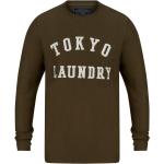 T-shirts Tokyo laundry verts en coton à manches longues à manches longues à col rond pour homme 