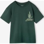 T-shirts Vertbaudet vert sapin en coton à motif cactus look fashion pour garçon en promo de la boutique en ligne Vertbaudet.fr 