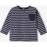 T-shirts à manches longues Vertbaudet bleus à rayures en coton Taille 9 mois pour bébé de la boutique en ligne Vertbaudet.fr 