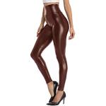 Leggings en cuir marron en cuir synthétique Taille XXL look sexy pour femme 