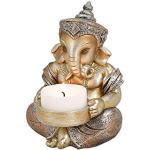 Statuettes Ganesh Tempelwelt argentées à motif éléphants de 11 cm 
