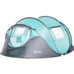 Tente de camping pop-up 3-4 personnes fibre verre polyester bleu gris