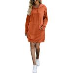Robes sweat orange à capuche à manches longues Taille XL look casual pour femme en promo 