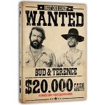 Terence Hill Bud Spencer Wanted $20 000 Toile Motif main droite et gauche du diable vintage 20 x 30 cm